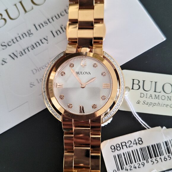 Bulova Women's 98R248 Diamond Rose Gold Watch - Picture 3 of 10